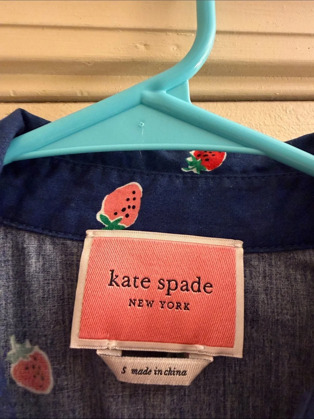 kate spade Navy Short-Sleeve Shirt Dress with Red & Pink Floral Print